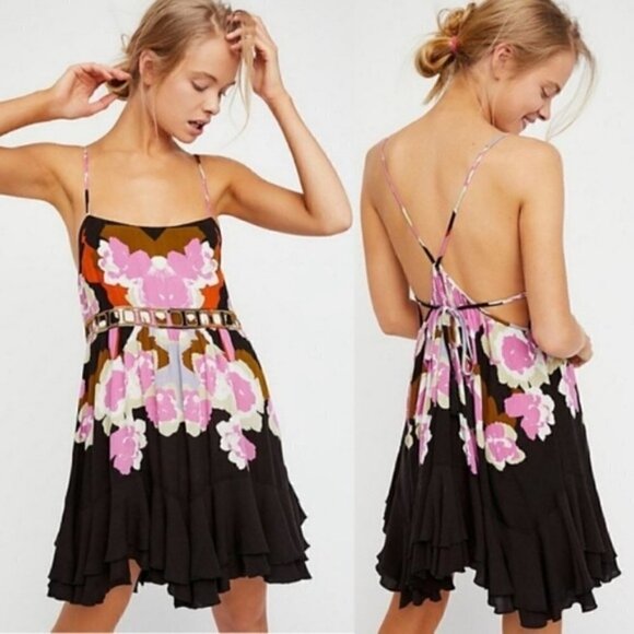 Free People Dresses & Skirts - Free People Sweet Lucy floral slip dress with tassels